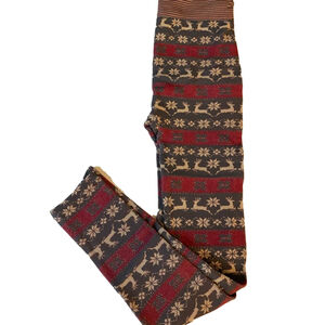 Women's Leggings One Size Red Gray Christmas print